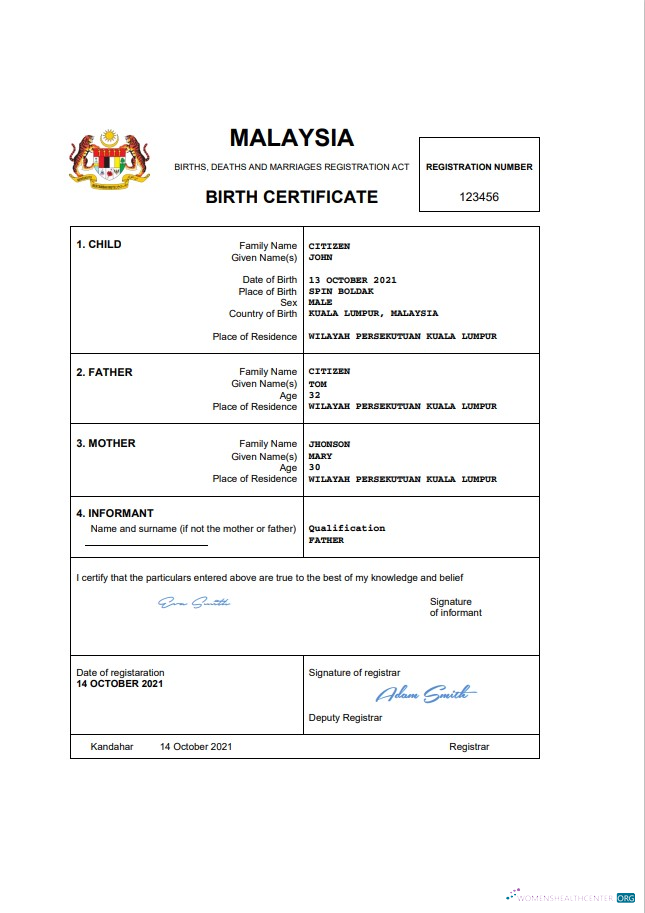 Download Malaysia death certificate Word and PDF template, completely editable Photoshop template